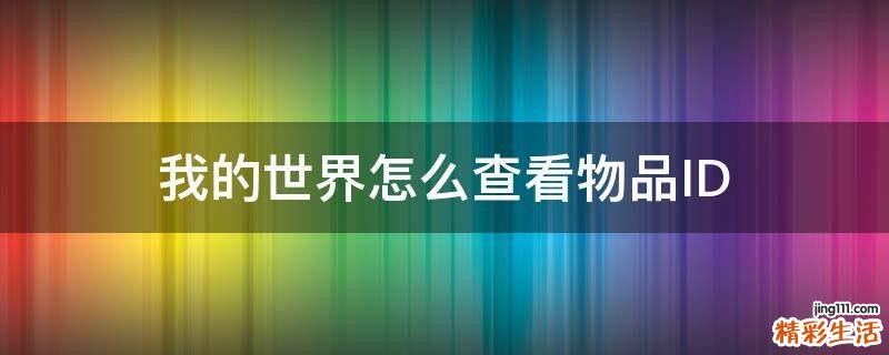 我的世界怎么查看物品ID