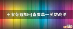 王者荣耀如何查看单一英雄战绩