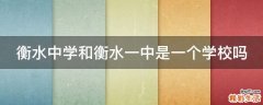 衡水中学和衡水一中是一个学校吗