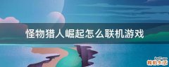 怪物猎人崛起怎么联机游戏
