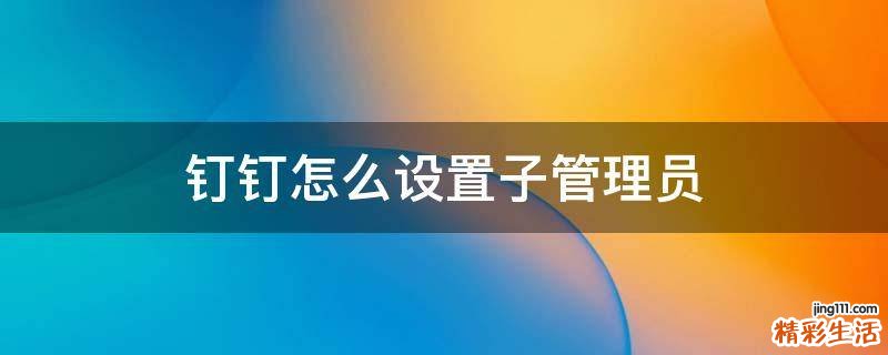 钉钉怎么设置子管理员