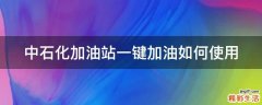 中石化加油站一键加油如何使用