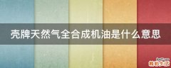 壳牌天然气全合成机油是什么意思