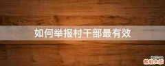 如何举报村干部最有效