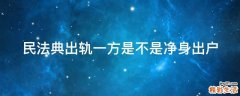民法典出轨一方是不是净身出户