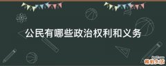 公民有哪些政治权利和义务