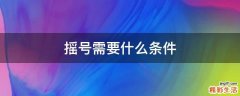 摇号需要什么条件
