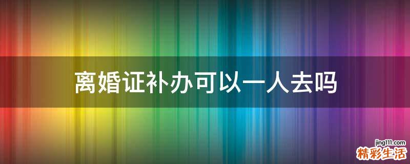 离婚证补办可以一人去吗