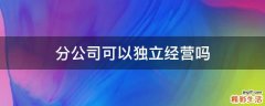 分公司可以独立经营吗