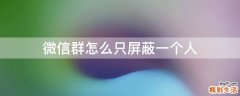 微信群怎么只屏蔽一个人