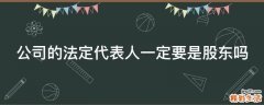 公司的法定代表人一定要是股东吗