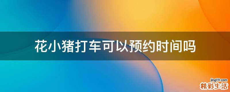 花小猪打车可以预约时间吗