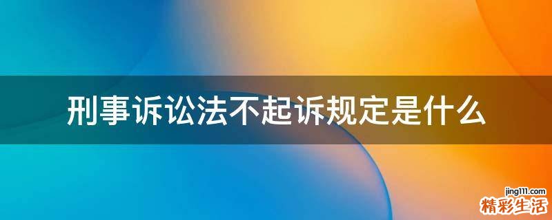 刑事诉讼法不起诉规定是什么