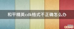 和平精英cdk格式不正确怎么办