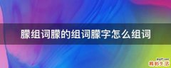 朦组词朦的组词朦字怎么组词