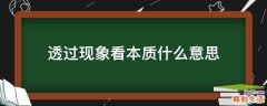 透过现象看本质什么意思