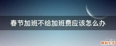 春节加班不给加班费应该怎么办