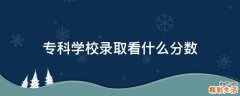 专科学校录取看什么分数