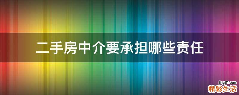 二手房中介要承担哪些责任