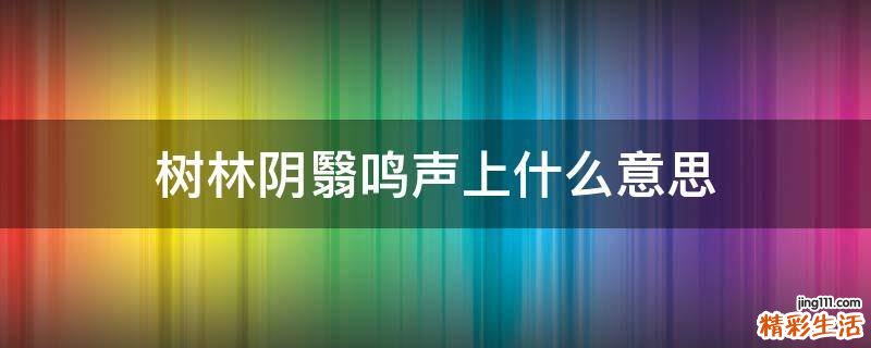 树林阴翳鸣声上什么意思