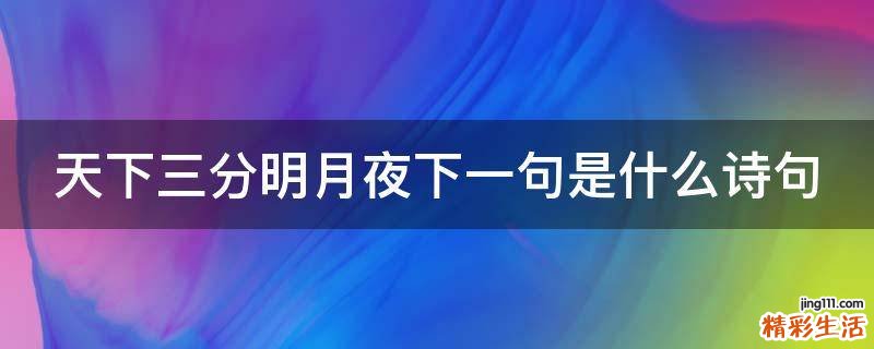 天下三分明月夜下一句是什么诗句