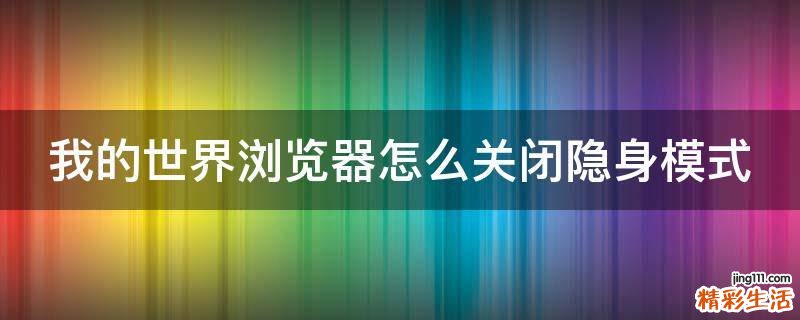 我的世界浏览器怎么关闭隐身模式