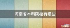 河南省本科院校有哪些