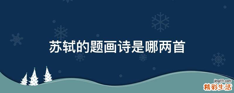 苏轼的题画诗是哪两首
