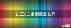 仁王2二条剑豪怎么开