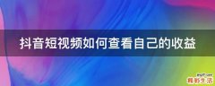 抖音短视频如何查看自己的收益