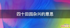 四十田园杂兴的意思