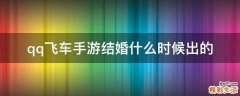 qq飞车手游结婚什么时候出的