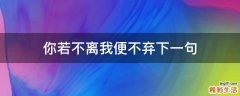你若不离我便不弃下一句