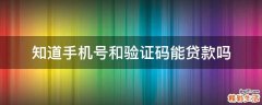 知道手机号和验证码能贷款吗
