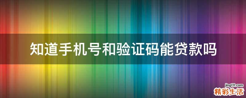 知道手机号和验证码能贷款吗