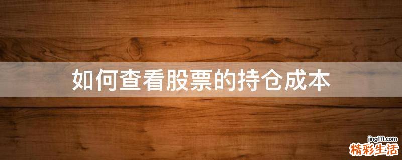 如何查看股票的持仓成本