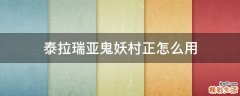 泰拉瑞亚鬼妖村正怎么用