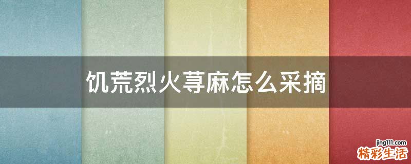 饥荒烈火荨麻怎么采摘