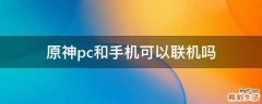 原神pc和手机可以联机吗