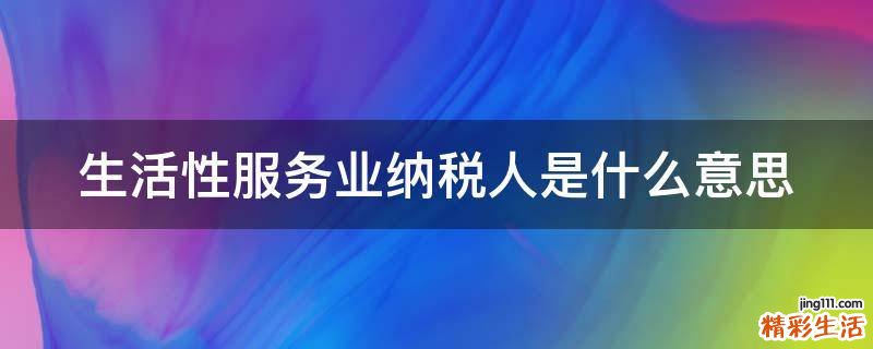 生活性服务业纳税人是什么意思