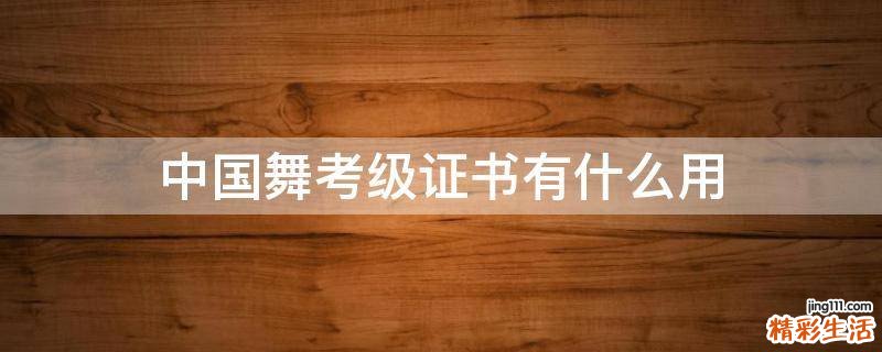 中国舞考级证书有什么用