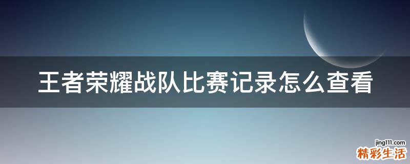 王者荣耀战队比赛记录怎么查看