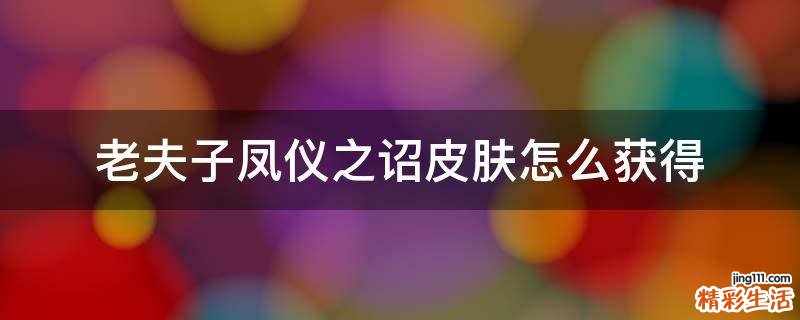 老夫子凤仪之诏皮肤怎么获得