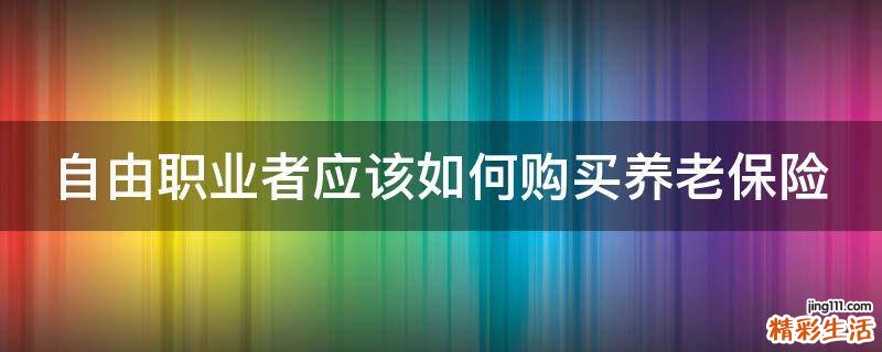 自由职业者应该如何购买养老保险