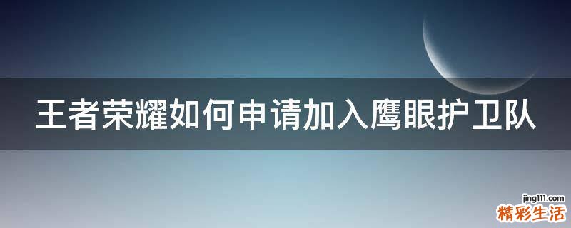 王者荣耀如何申请加入鹰眼护卫队