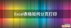 Excel表格如何分页打印