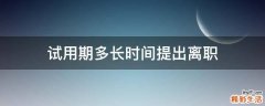 试用期多长时间提出离职
