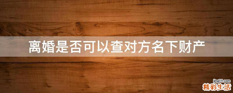 离婚是否可以查对方名下财产