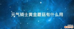 元气骑士黄金蘑菇有什么用