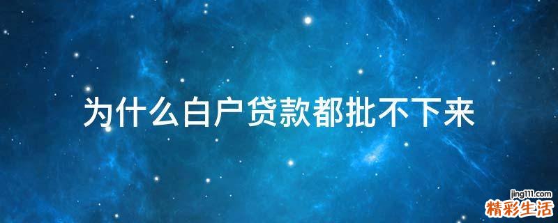 为什么白户贷款都批不下来
